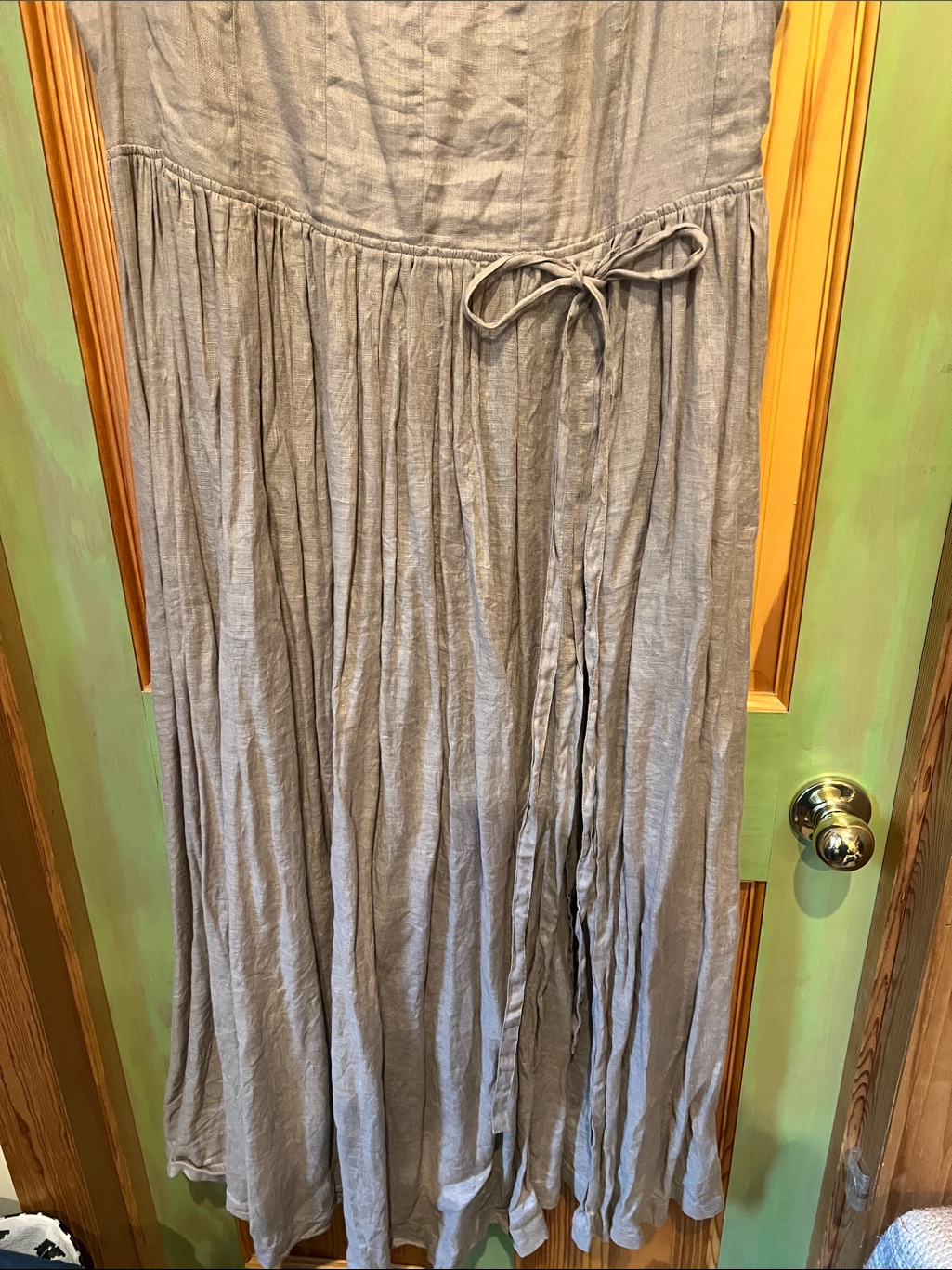 Linennaive Sleeveless Maxi Dress With High Slit In Natural Linen — image 2 of 4